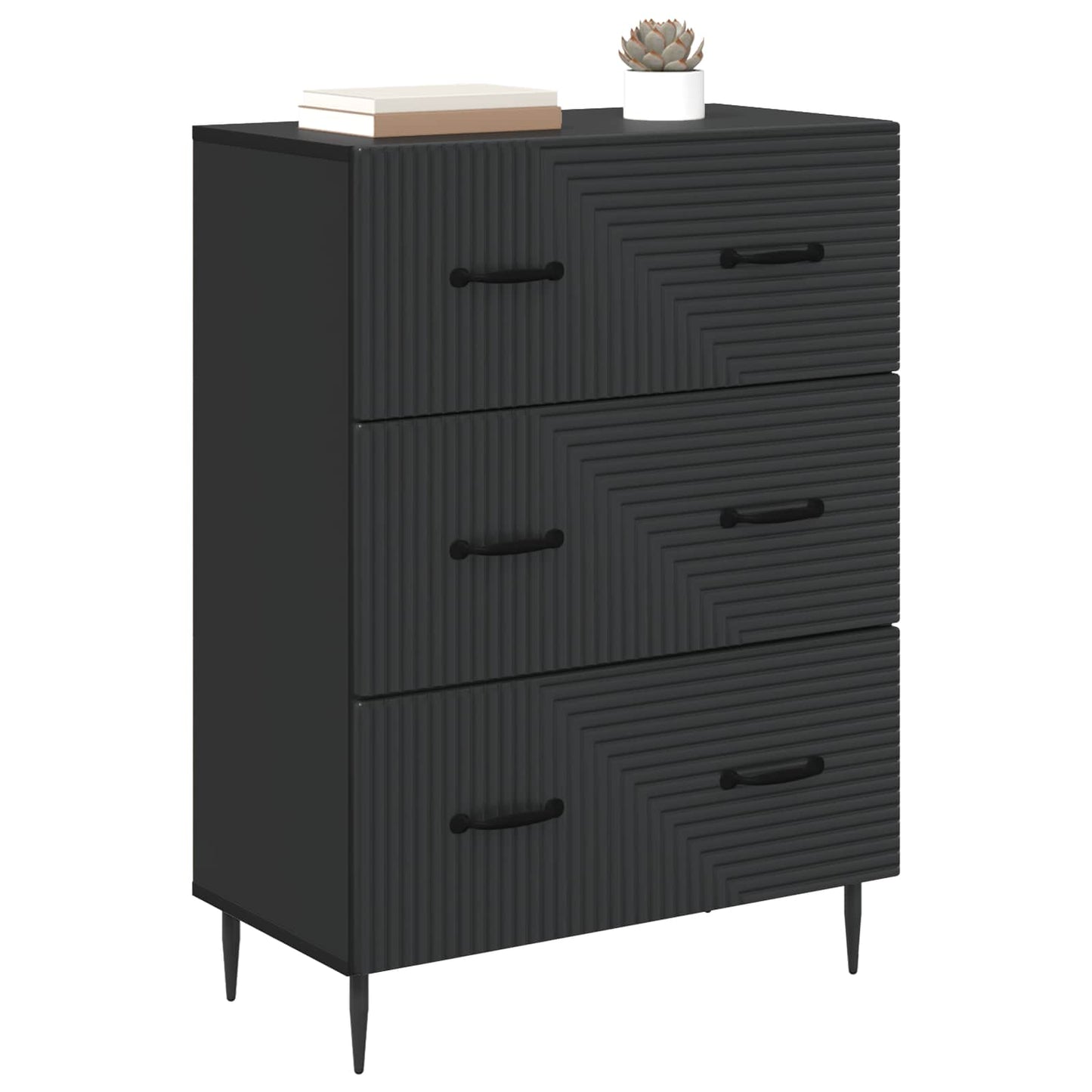 Schubladenschrank Schwarz 66 x 34,5 x 89,5 cm Holzwerkstoff