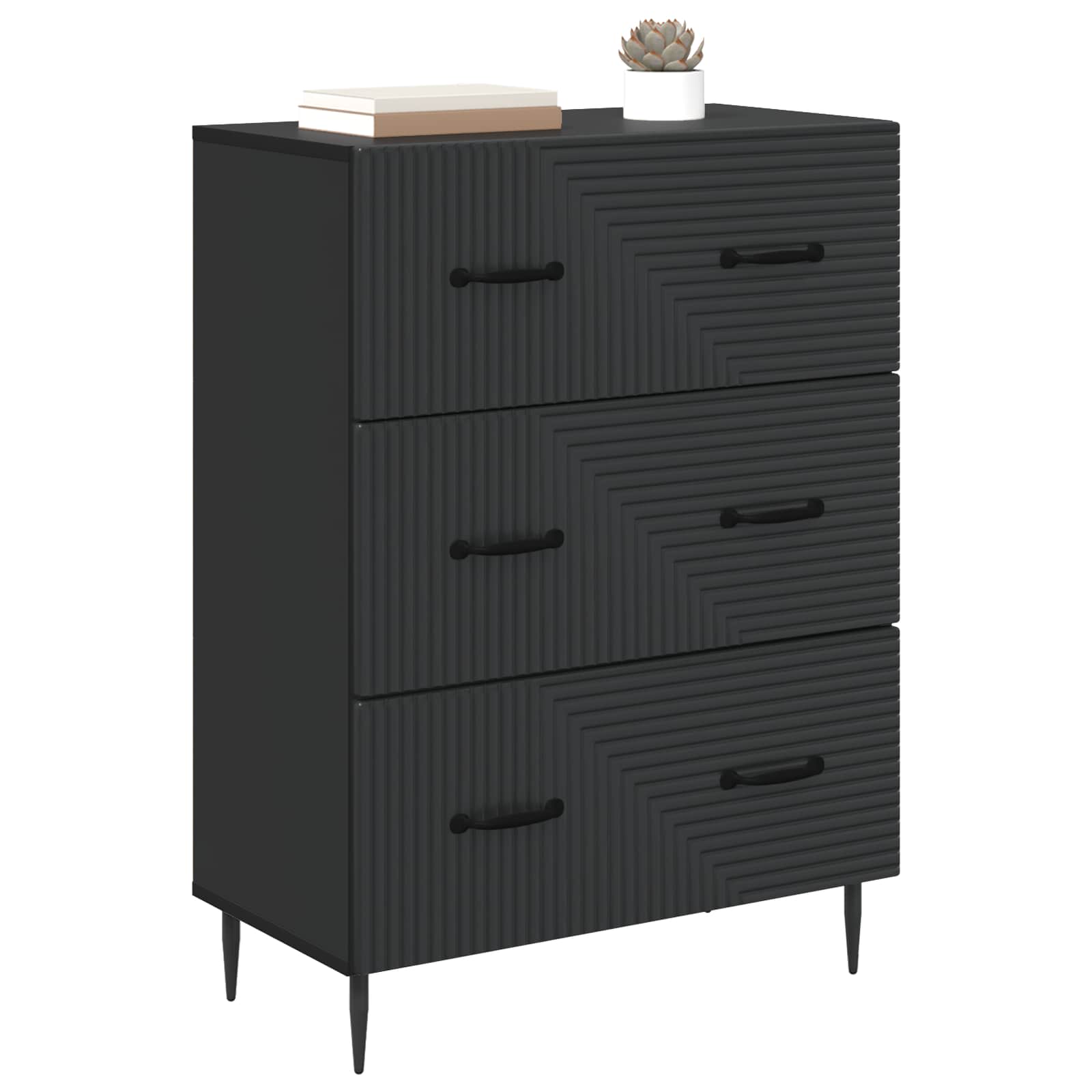 Schubladenschrank Schwarz 66 x 34,5 x 89,5 cm Holzwerkstoff