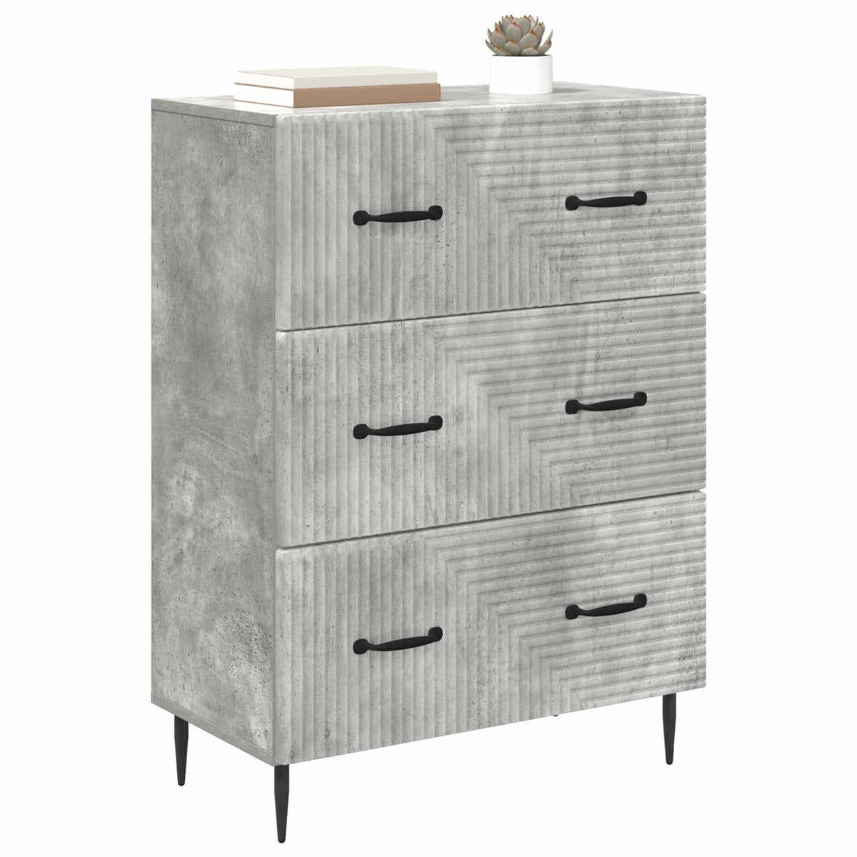 Schubladenschrank Betongrau 66 x 34,5 x 89,5 cm Holzwerkstoff