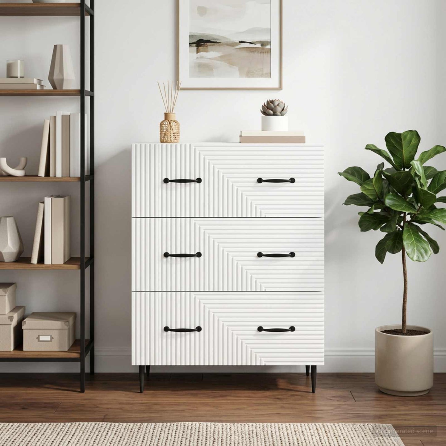 Schubladenschrank Hochglanz Weiß 66 x 34,5 x 89,5 cm