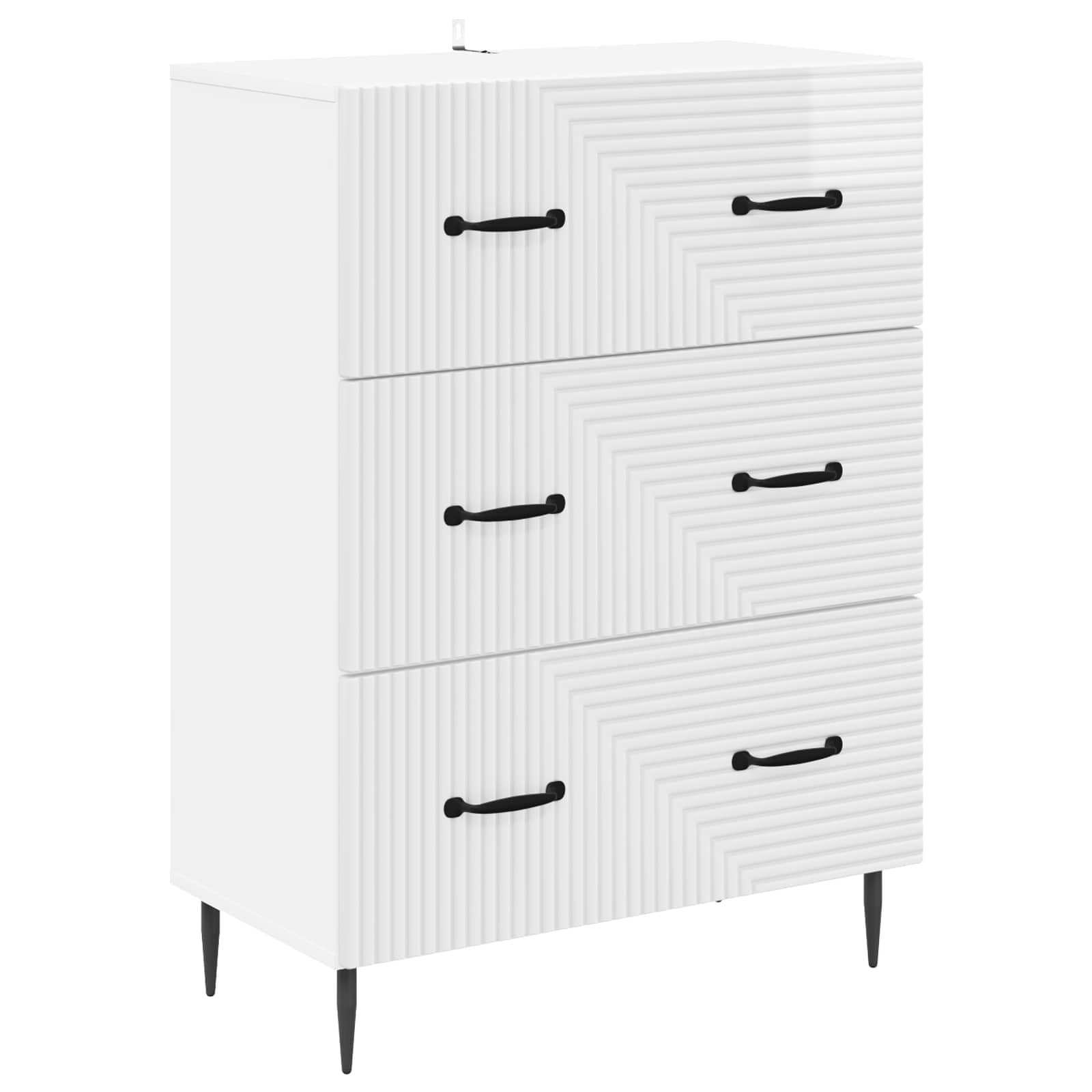 Schubladenschrank Hochglanz Weiß 66 x 34,5 x 89,5 cm