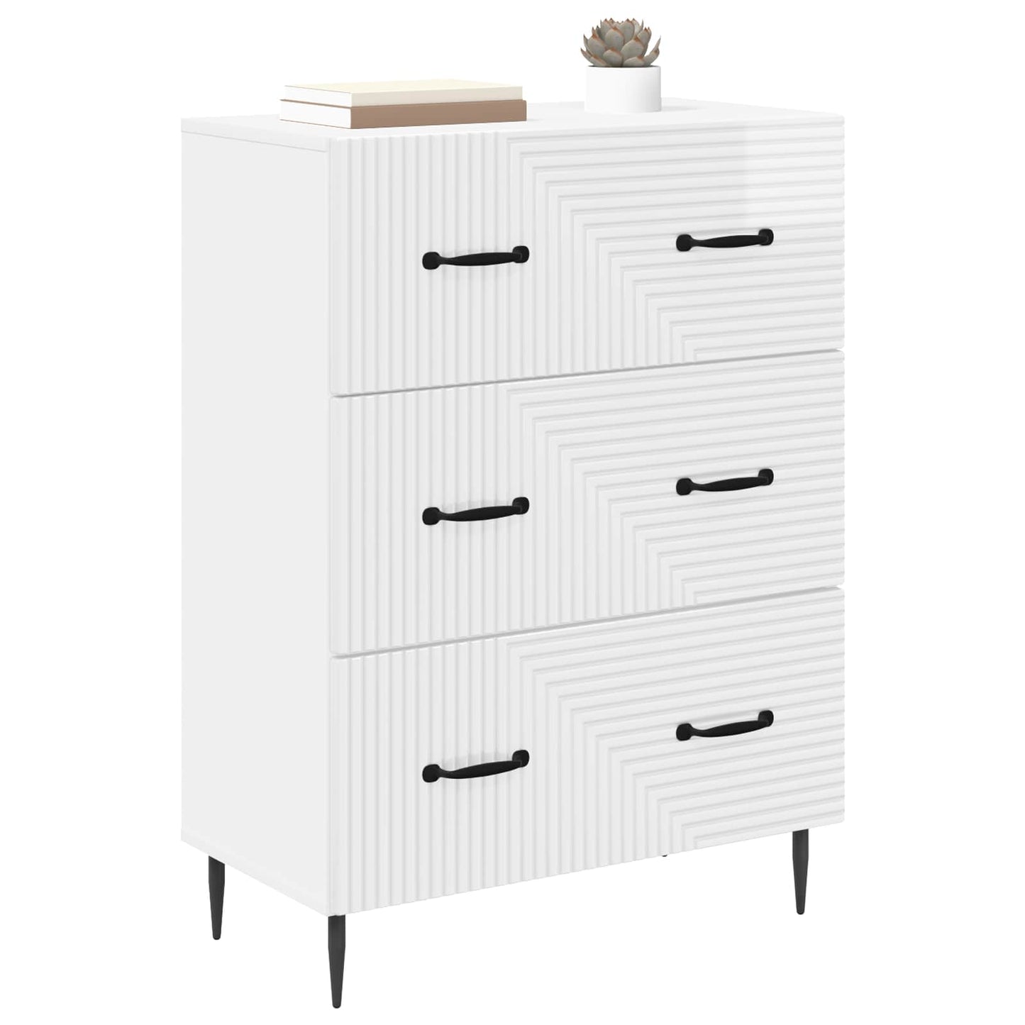 Schubladenschrank Hochglanz Weiß 66 x 34,5 x 89,5 cm
