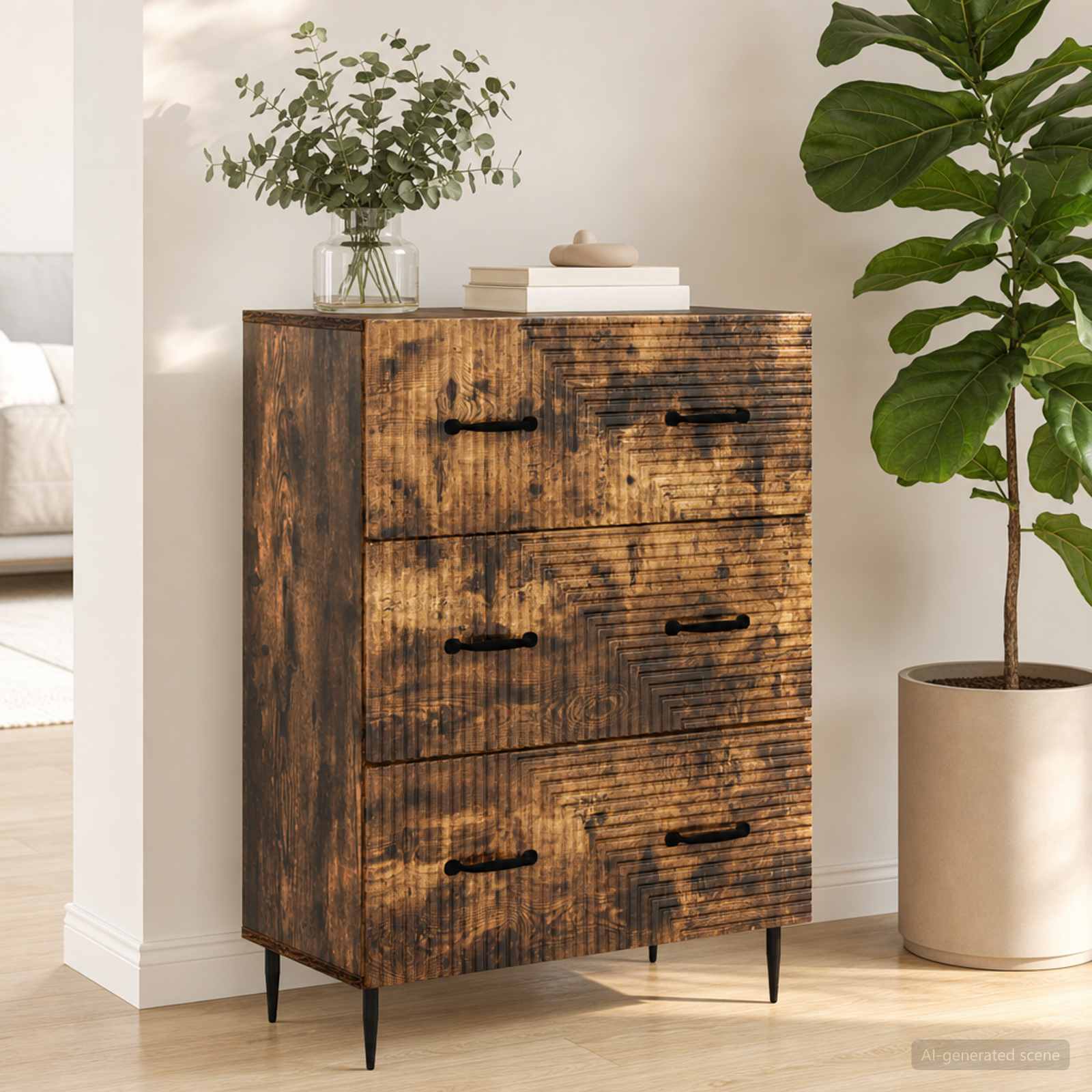 Schubladenschrank Geräucherte Eiche 66 x 34,5 x 89,5 cm