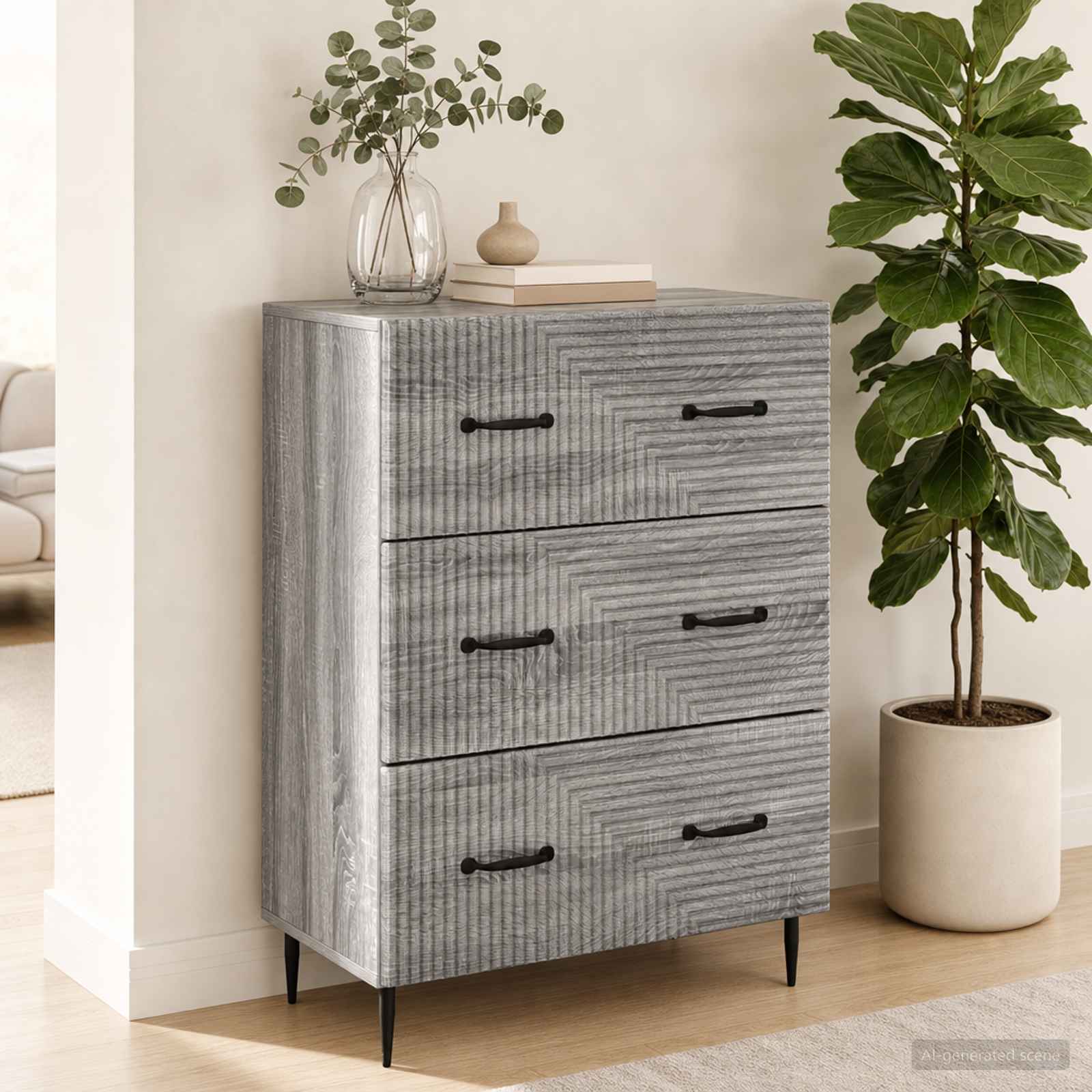 Schubladenschrank Grau Sonoma 66 x 34,5 x 89,5 cm Holzwerkstoff