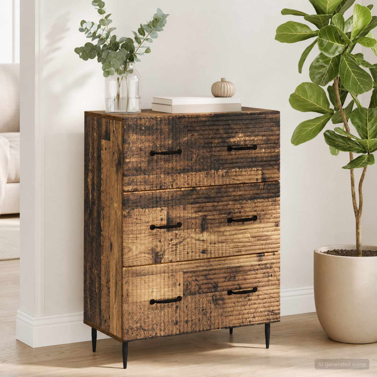 Schubladenschrank Altholz 66 x 34,5 x 89,5 cm Holzwerkstoff