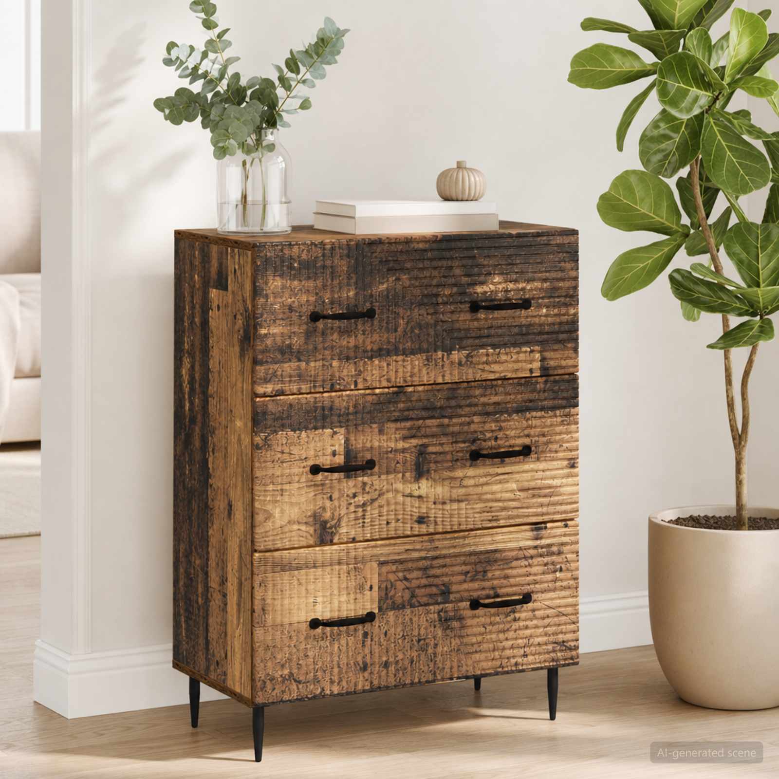 Schubladenschrank Altholz 66 x 34,5 x 89,5 cm Holzwerkstoff