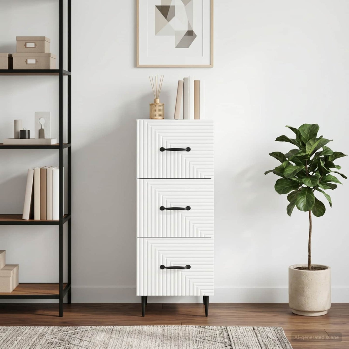 Schubladenschrank Weiß 33 x 34,5 x 89,5 cm Holzwerkstoff