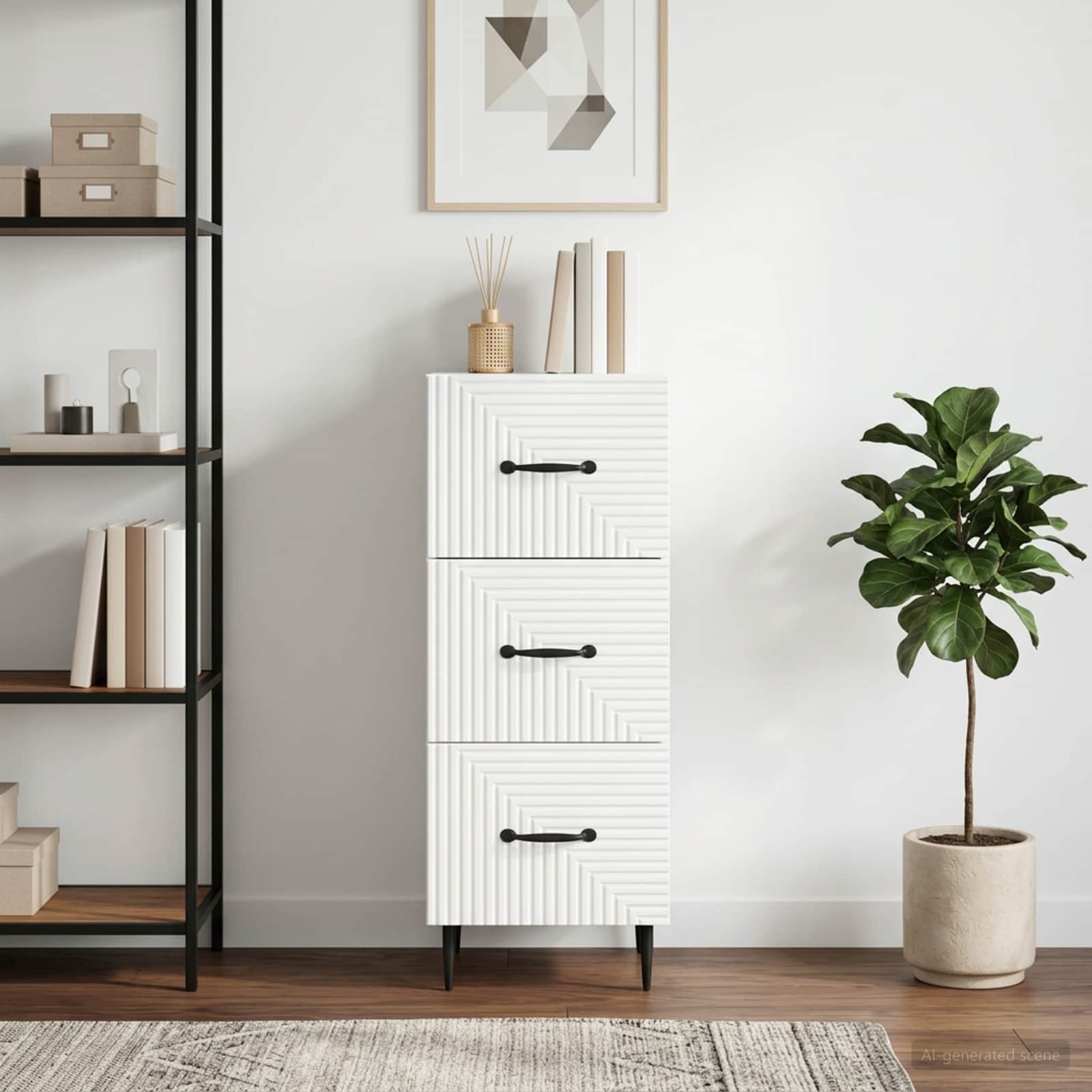 Schubladenschrank Weiß 33 x 34,5 x 89,5 cm Holzwerkstoff