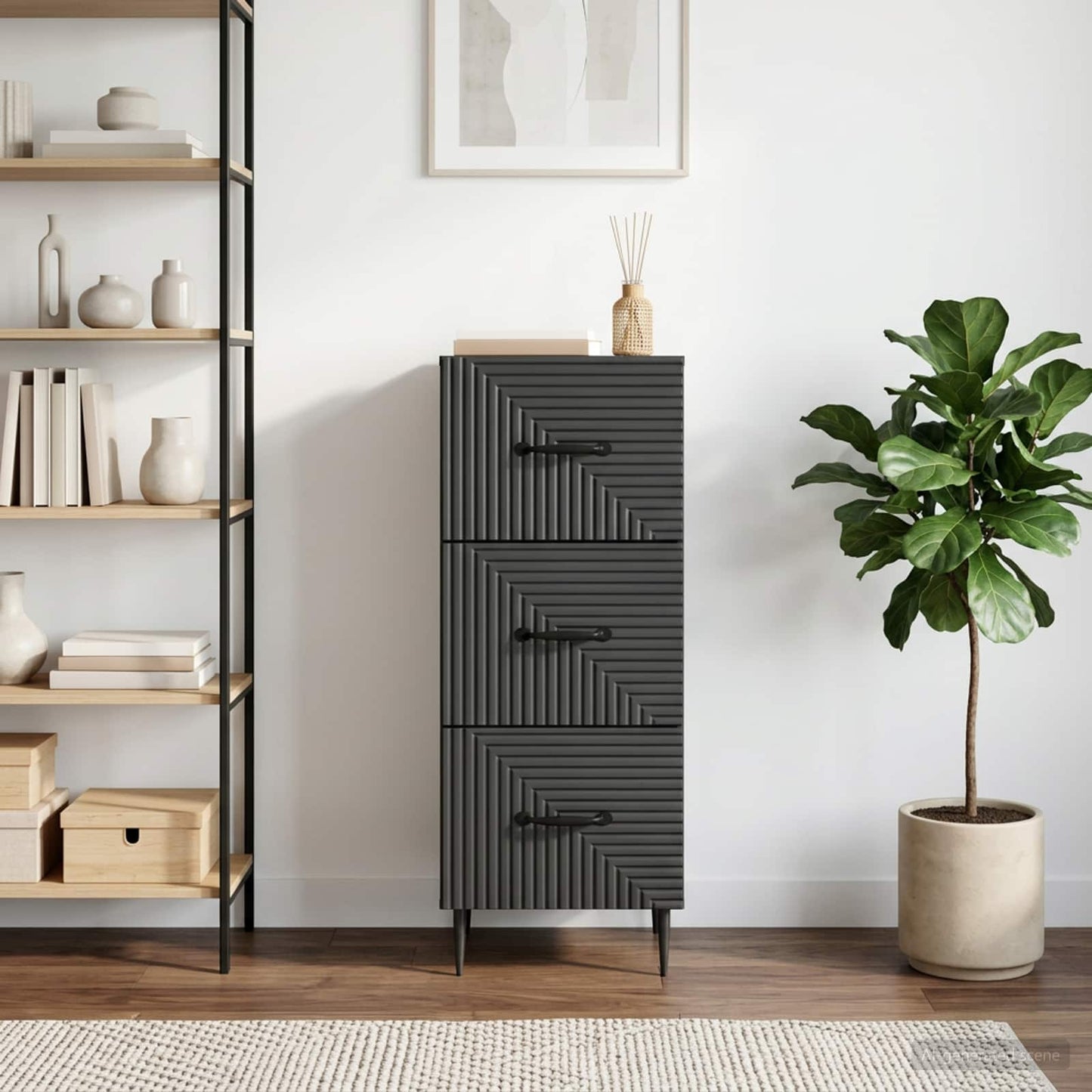 Schubladenschrank Schwarz 33 x 34,5 x 89,5 cm Holzwerkstoff
