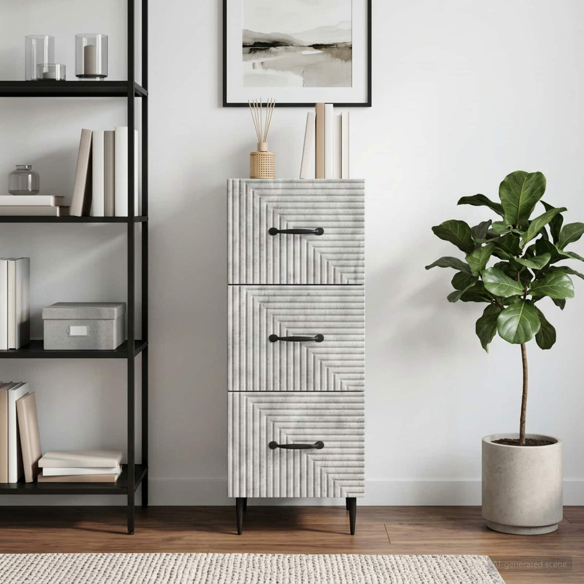 Schubladenschrank Betongrau 33 x 34,5 x 89,5 cm Holzwerkstoff