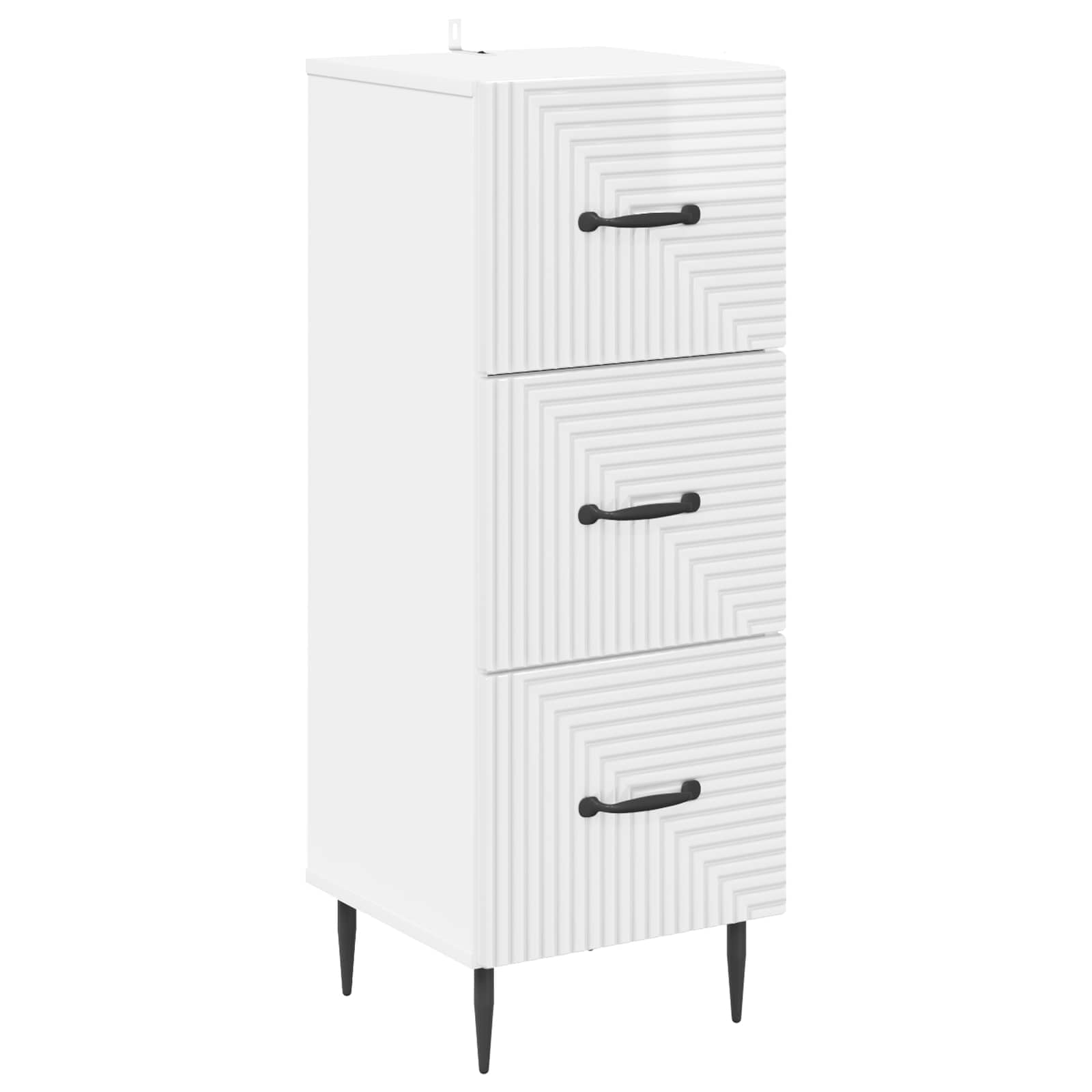 Schubladenschrank Hochglanz Weiß 33 x 34,5 x 89,5 cm
