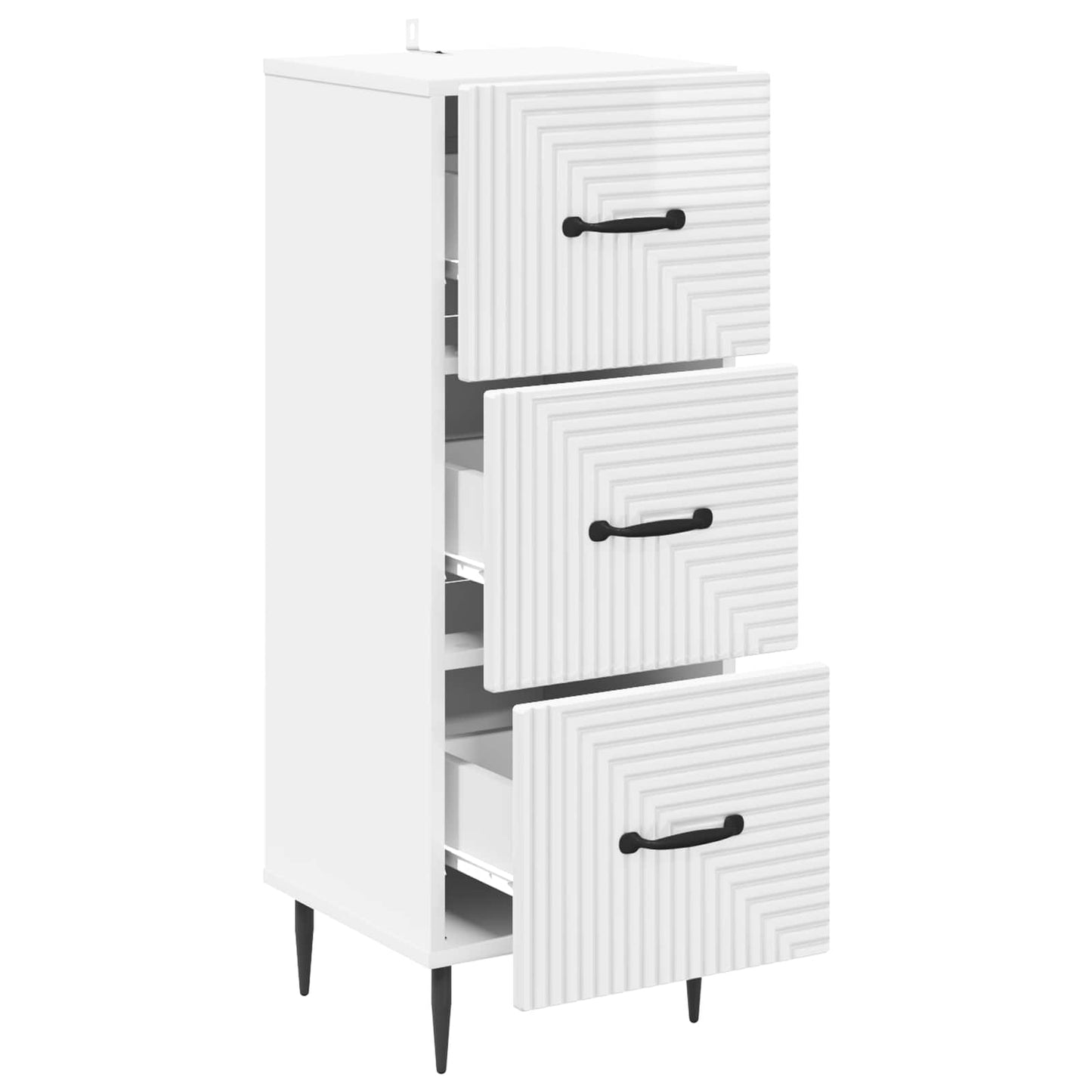 Schubladenschrank Hochglanz Weiß 33 x 34,5 x 89,5 cm