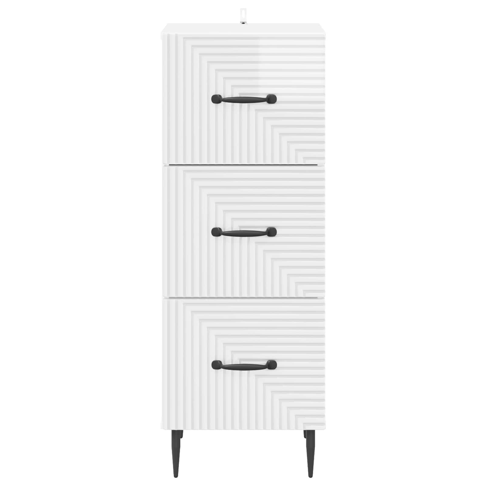 Schubladenschrank Hochglanz Weiß 33 x 34,5 x 89,5 cm