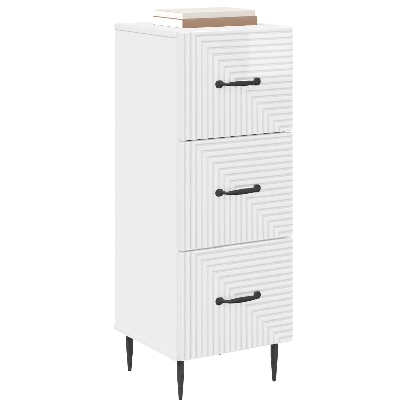 Schubladenschrank Hochglanz Weiß 33 x 34,5 x 89,5 cm