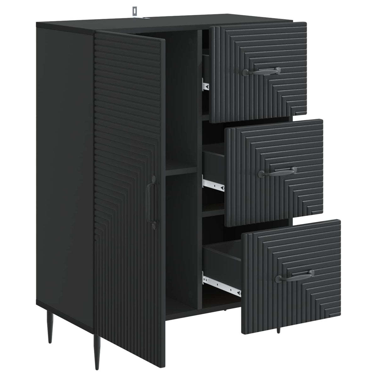 Sideboard Schwarz 66 x 34,5 x 89,5 cm Holzwerkstoff