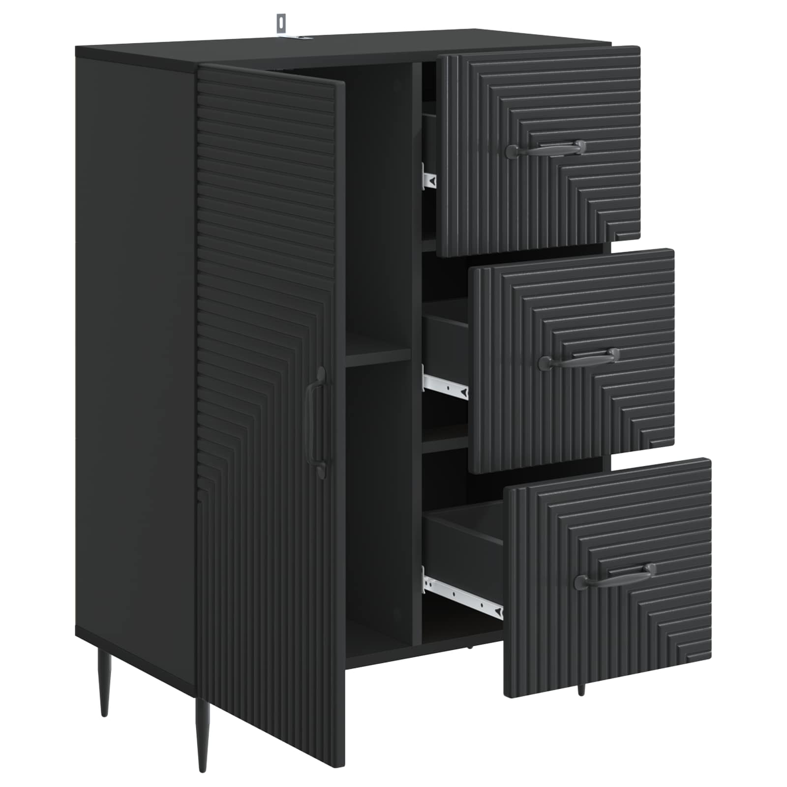 Sideboard Schwarz 66 x 34,5 x 89,5 cm Holzwerkstoff