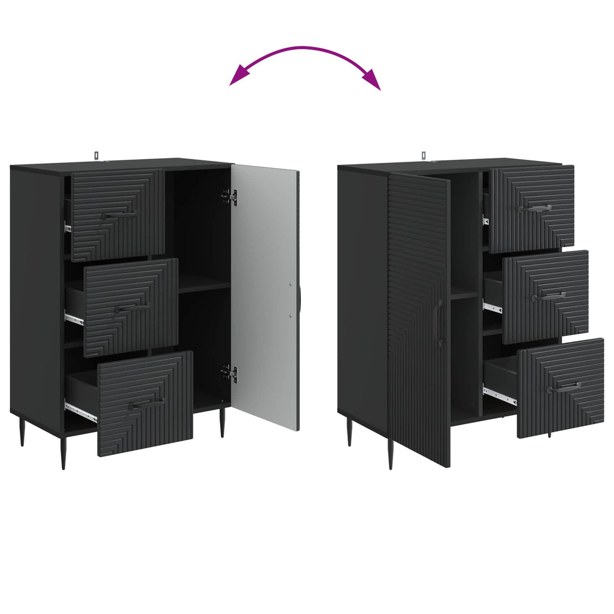 Sideboard Schwarz 66 x 34,5 x 89,5 cm Holzwerkstoff