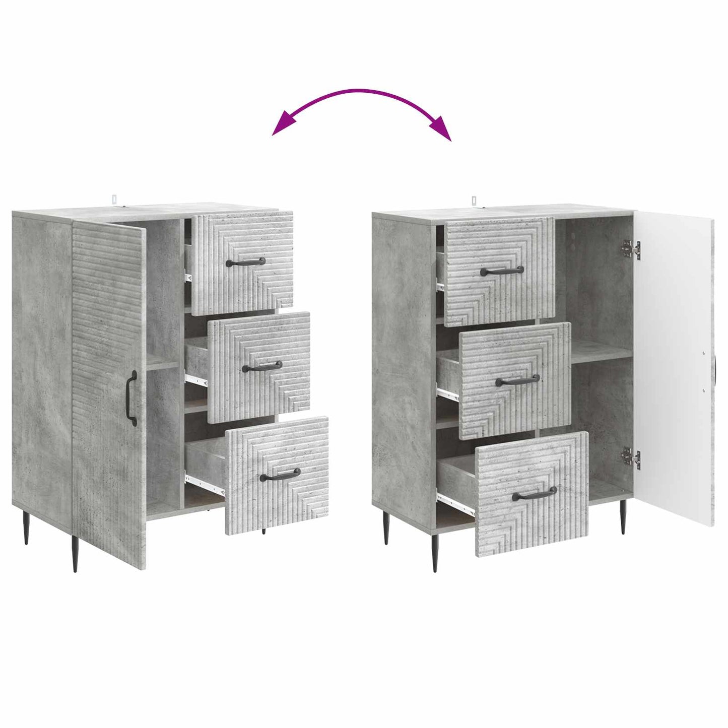 Sideboard Betongrau 66 x 34,5 x 89,5 cm Holzwerkstoff