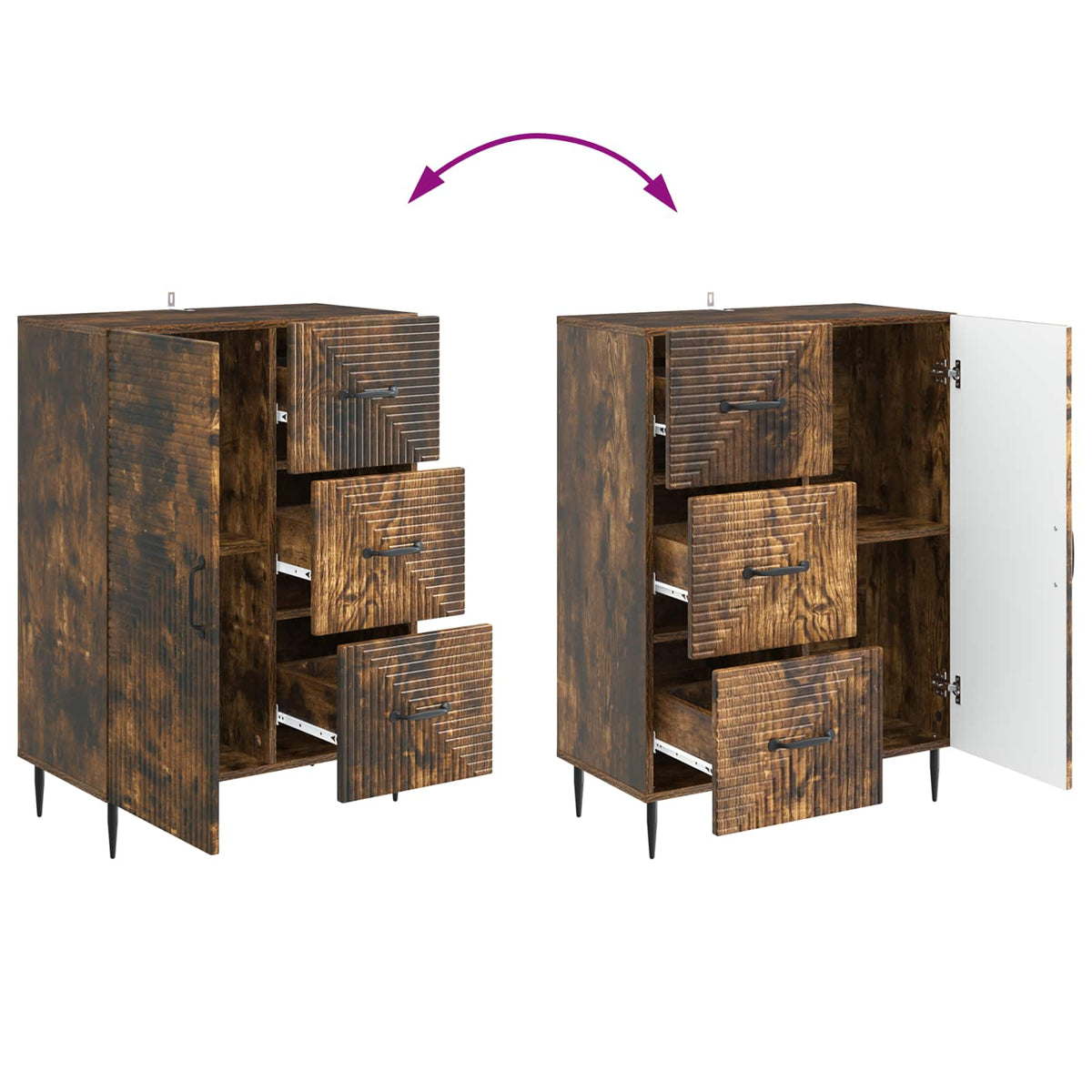 Sideboard Geräucherte Eiche 66 x 34,5 x 89,5 cm Holzwerkstoff