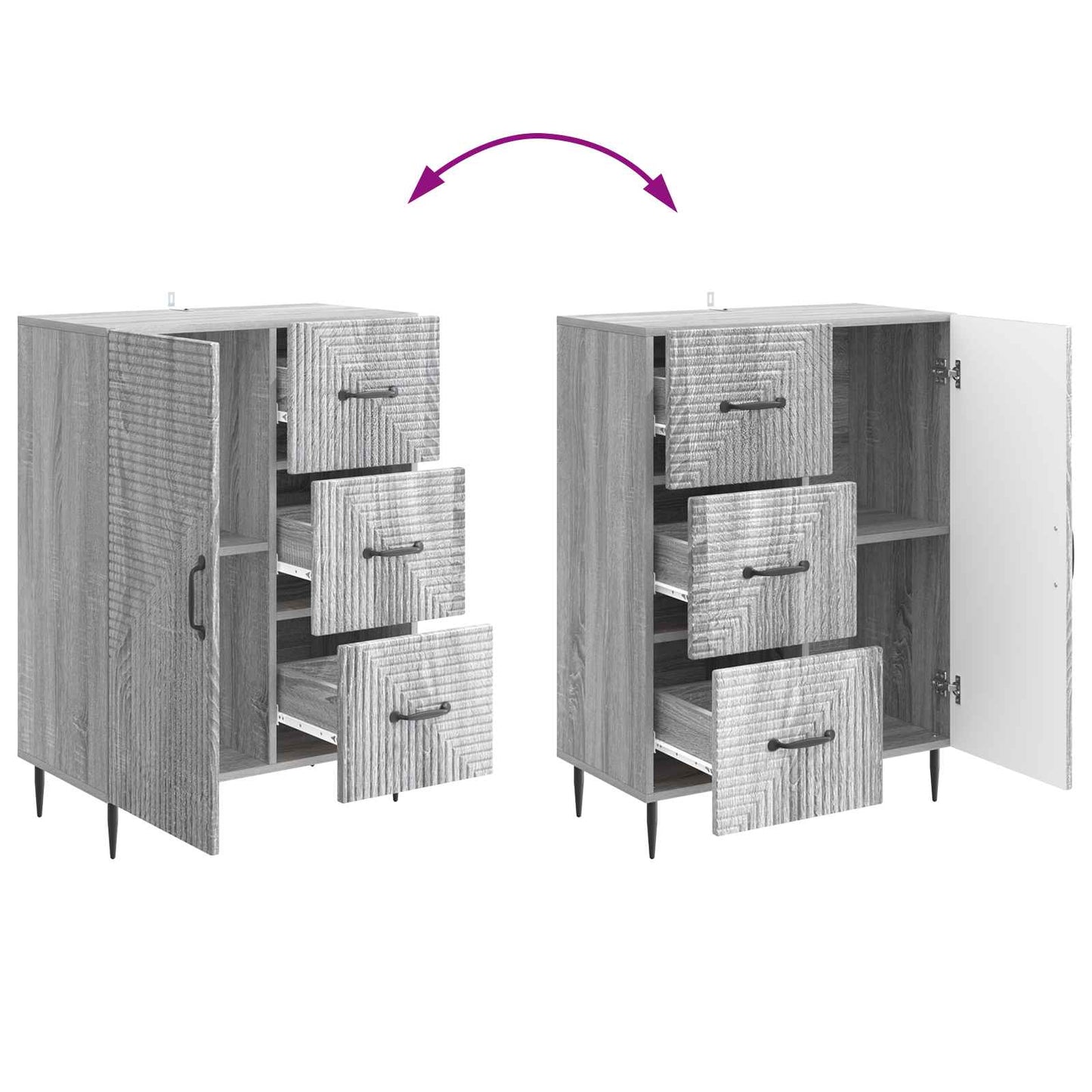 Sideboard Graues Sonoma 66 x 34,5 x 89,5 cm Holzwerkstoff