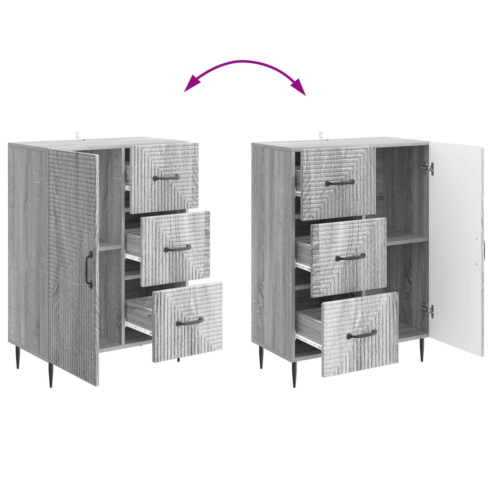 Sideboard Graues Sonoma 66 x 34,5 x 89,5 cm Holzwerkstoff