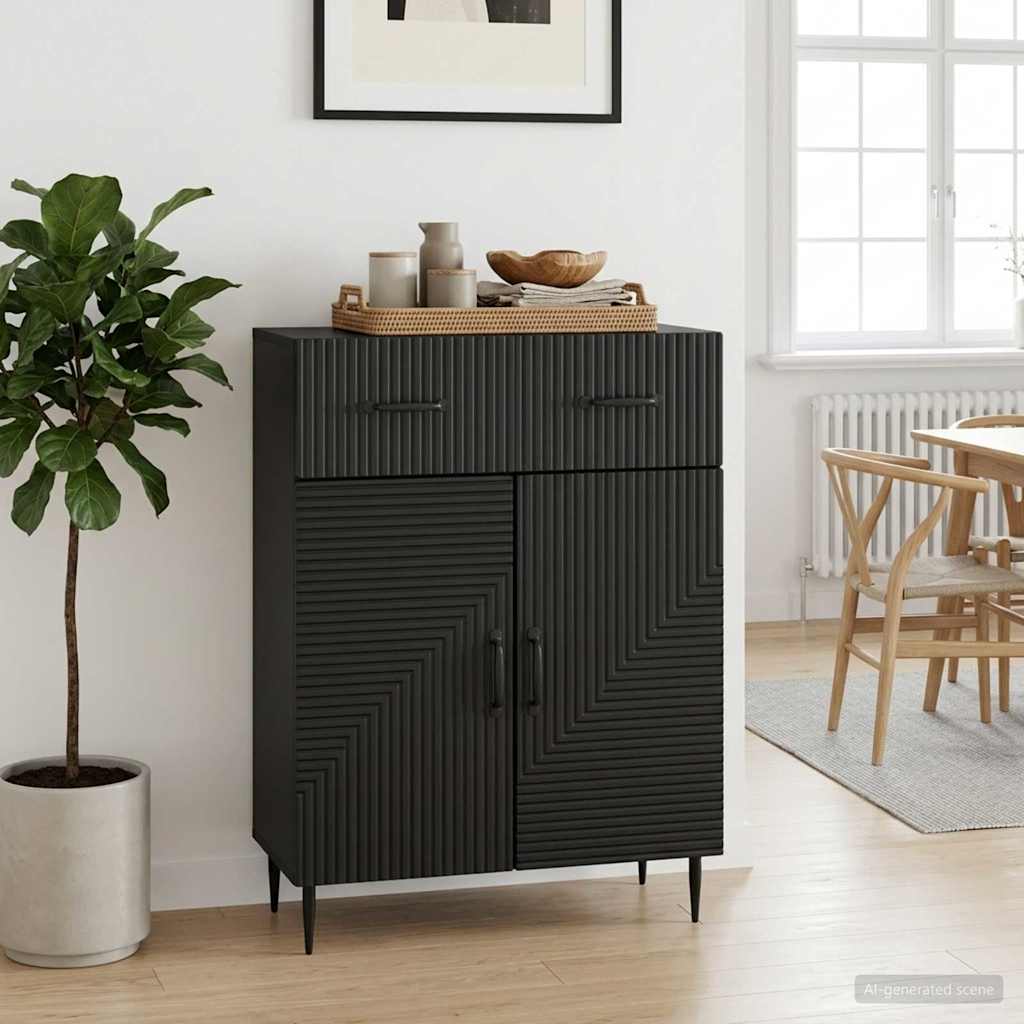 Sideboard Schwarz 66 x 34,5 x 89,5 cm Holzwerkstoff