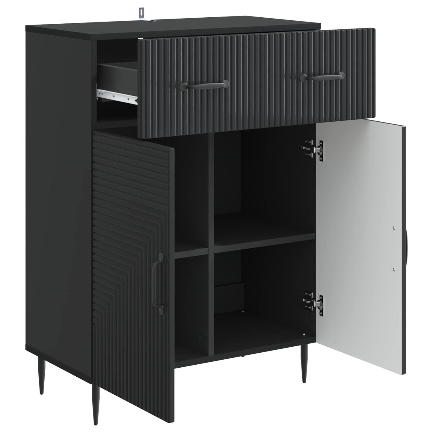 Sideboard Schwarz 66 x 34,5 x 89,5 cm Holzwerkstoff