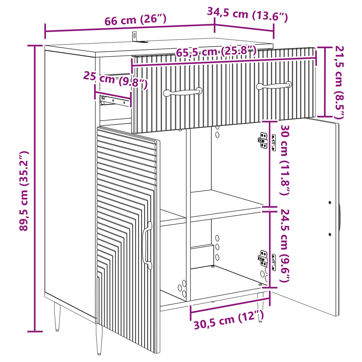 Sideboard Sonoma-Eiche 66 x 34,5 x 89,5 cm Holzwerkstoff