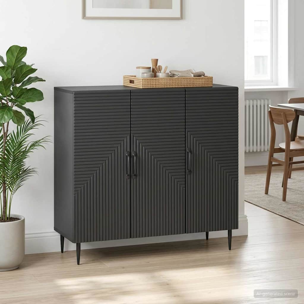 Sideboard Schwarz 89 x 34,5 x 80 cm Holzwerkstoff