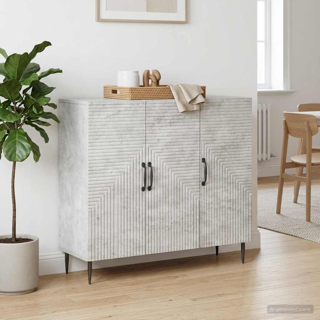 Sideboard Betongrau 89 x 34,5 x 80 cm Holzwerkstoff