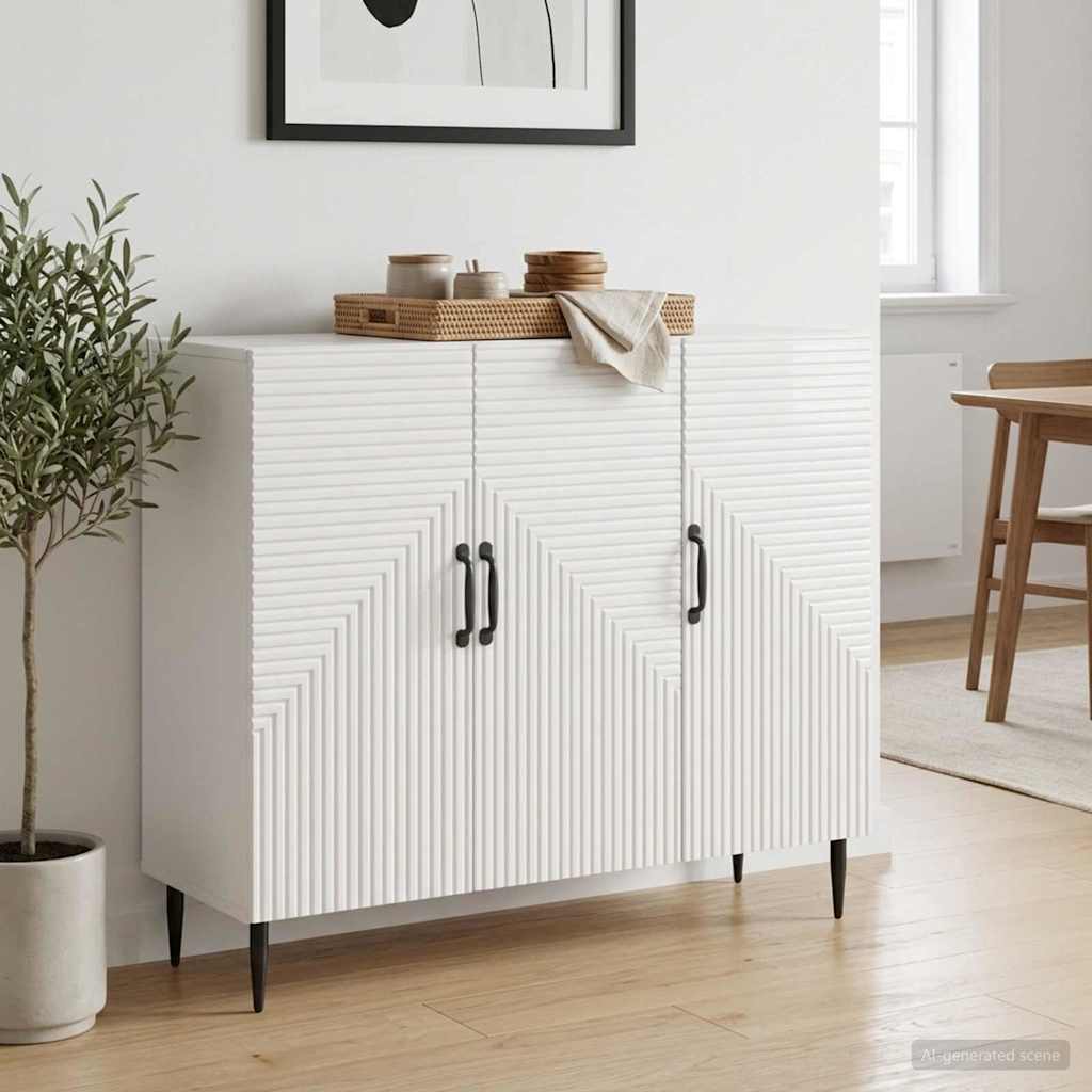 Sideboard Hochglanz Weiß 89 x 34,5 x 80 cm Holzwerkstoff