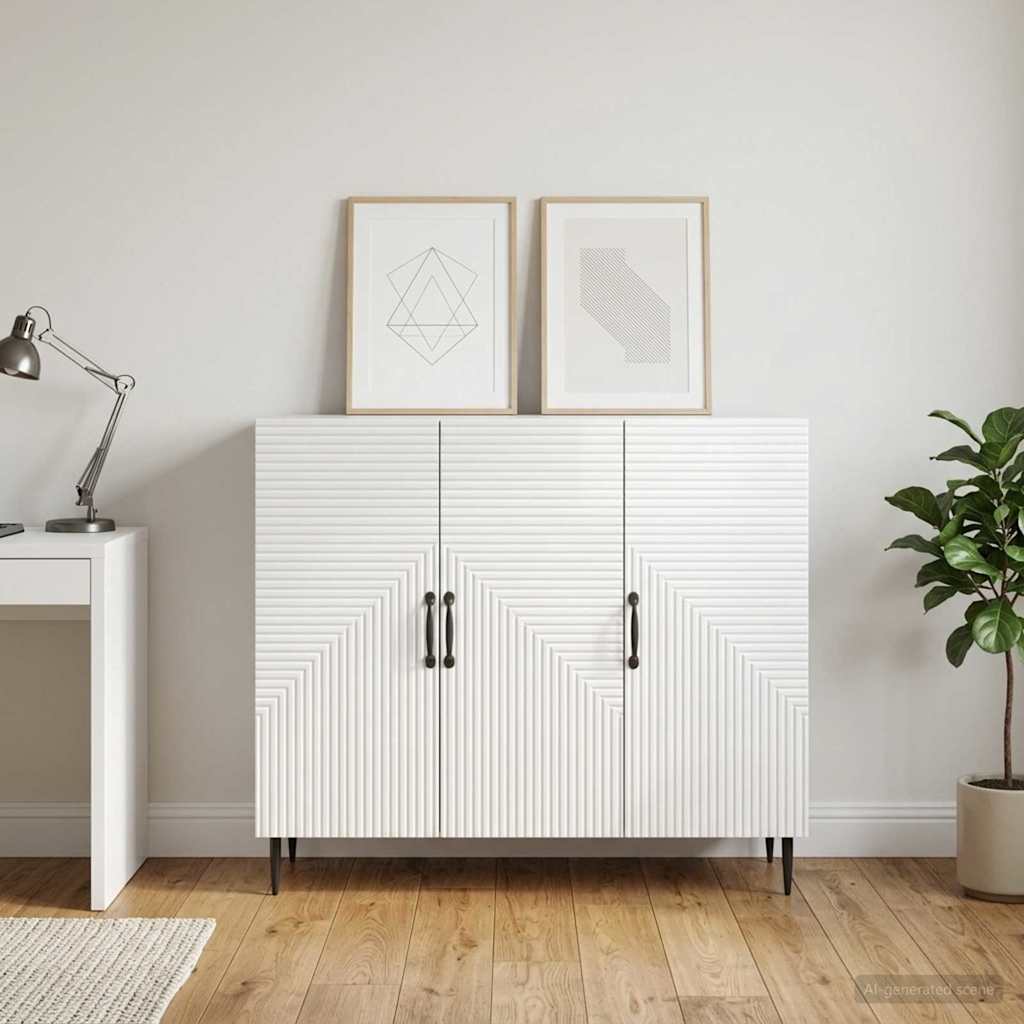 Sideboard Hochglanz Weiß 89 x 34,5 x 80 cm Holzwerkstoff