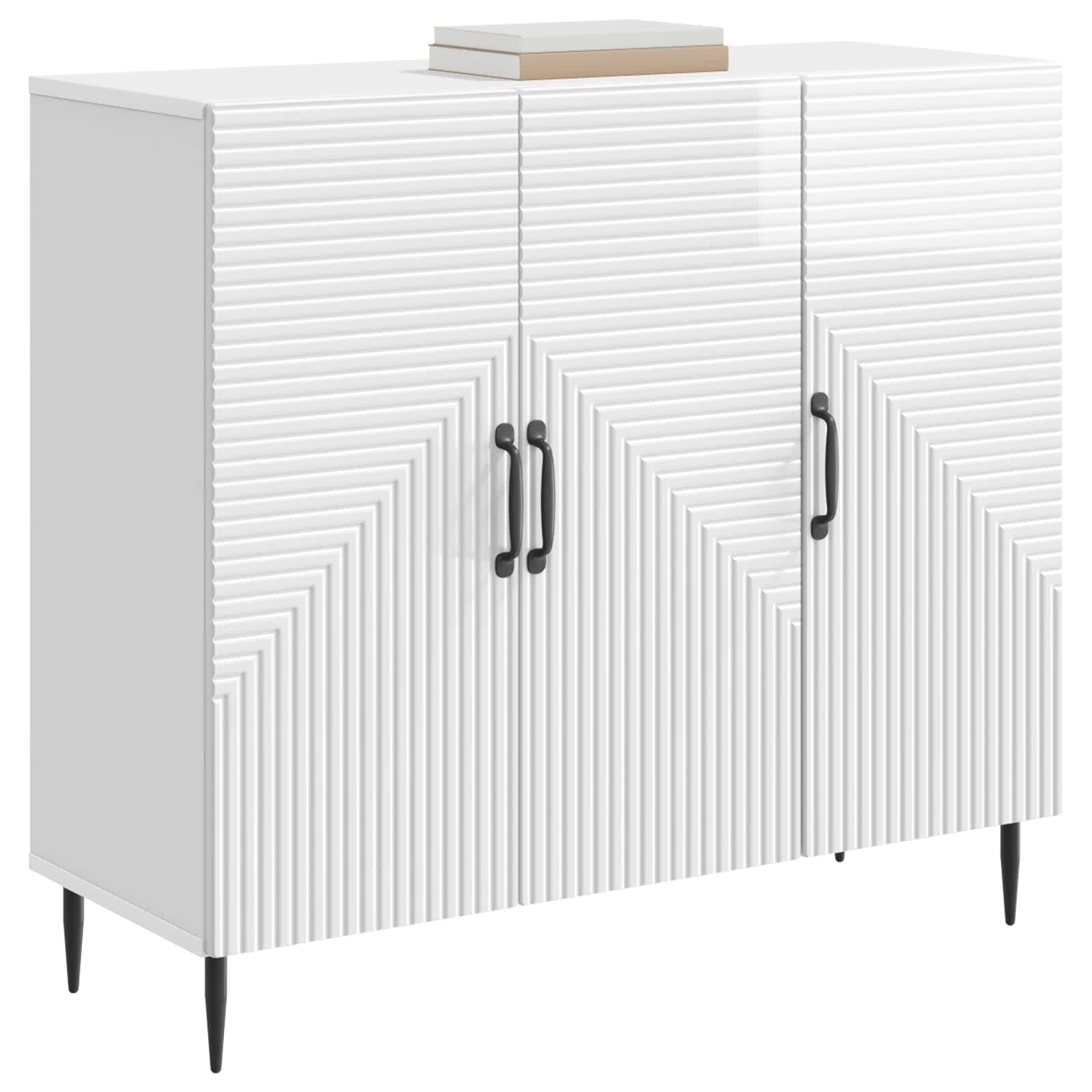 Sideboard Hochglanz Weiß 89 x 34,5 x 80 cm Holzwerkstoff