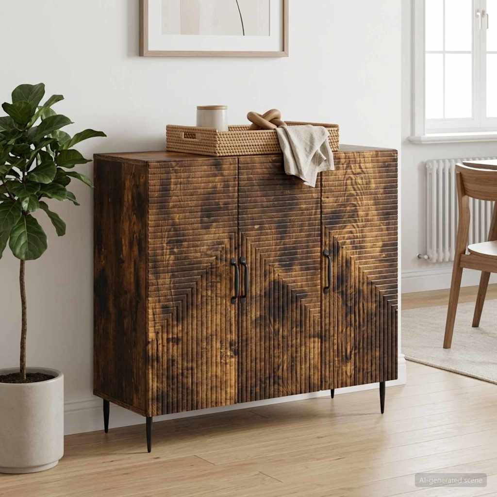 Sideboard Geräucherte Eiche 89 x 34,5 x 80 cm Holzwerkstoff