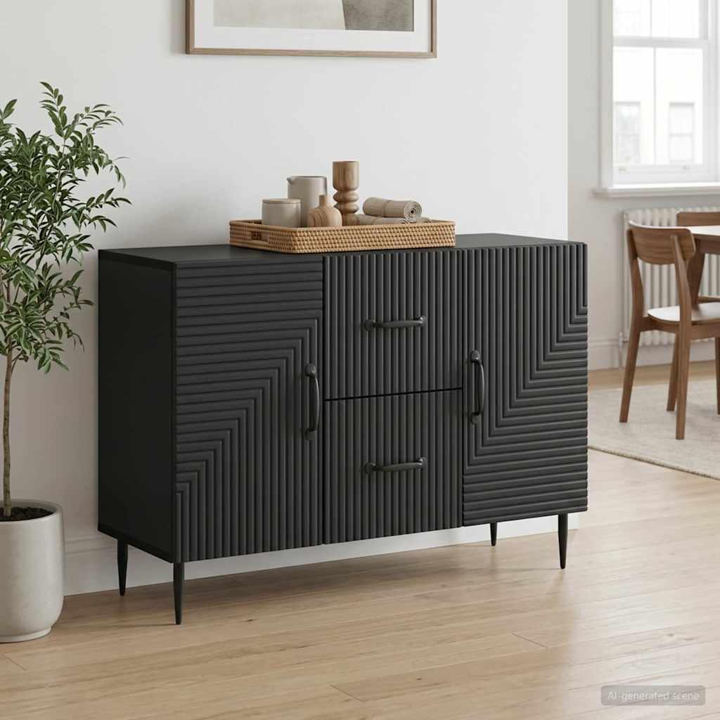 Sideboard Schwarz 89 x 34,5 x 60 cm Holzwerkstoff