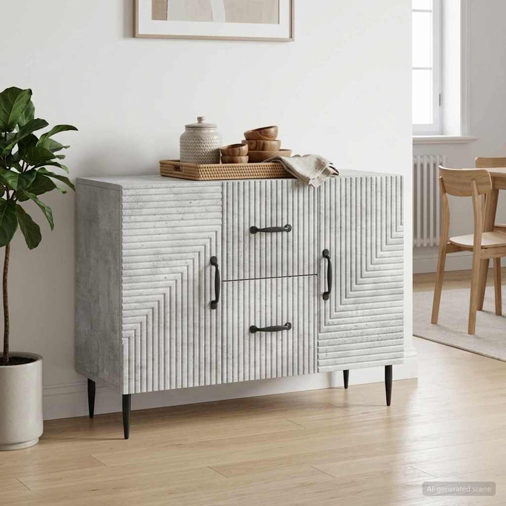 Sideboard Betongrau 89 x 34,5 x 60 cm Holzwerkstoff