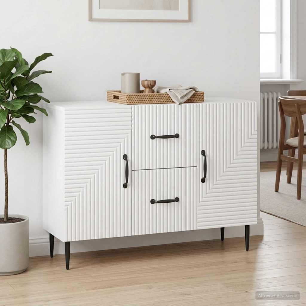 Sideboard Hochglanz Weiß 89 x 34,5 x 60 cm Holzwerkstoff