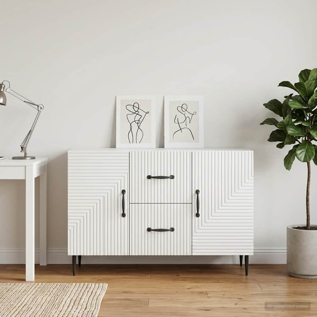 Sideboard Hochglanz Weiß 89 x 34,5 x 60 cm Holzwerkstoff