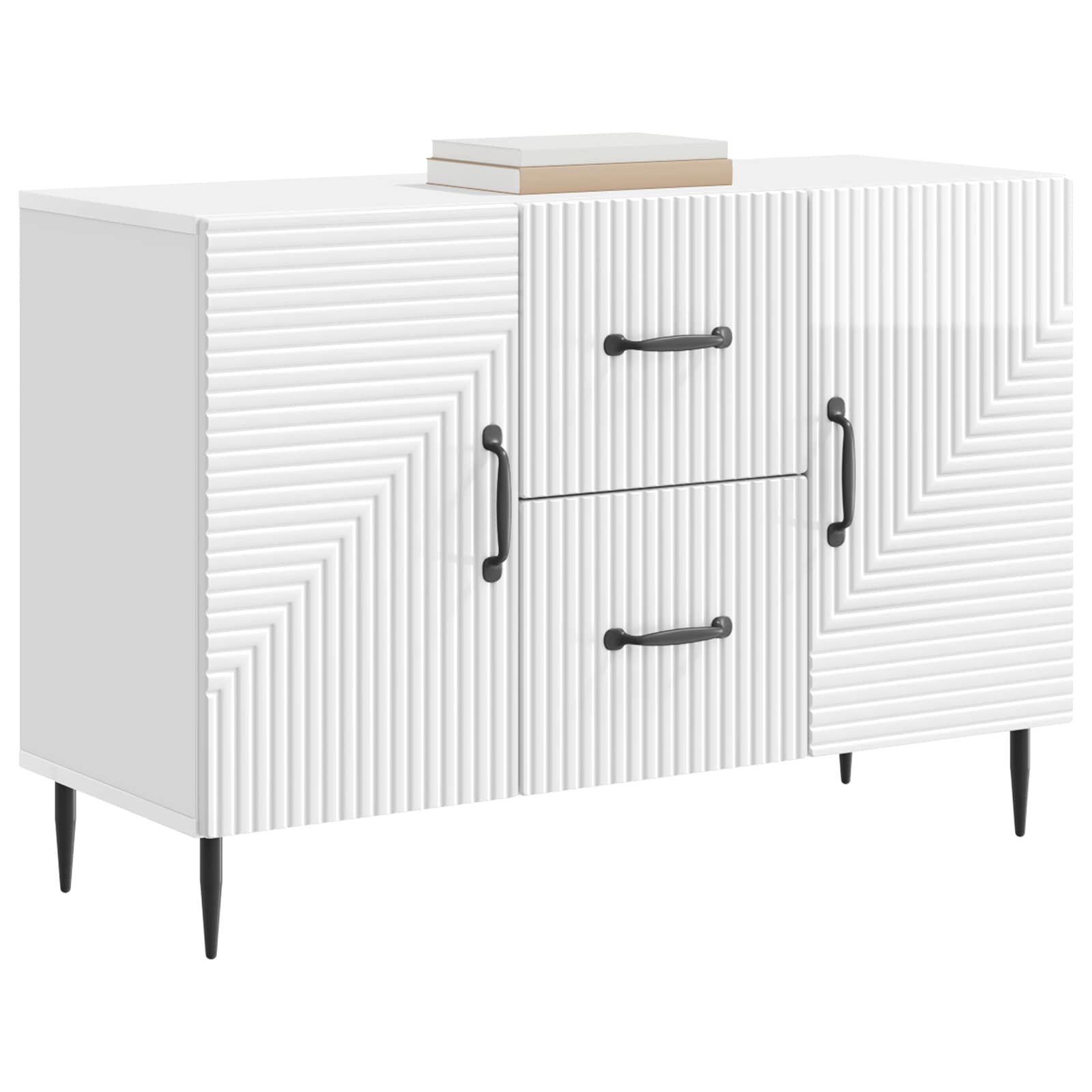 Sideboard Hochglanz Weiß 89 x 34,5 x 60 cm Holzwerkstoff