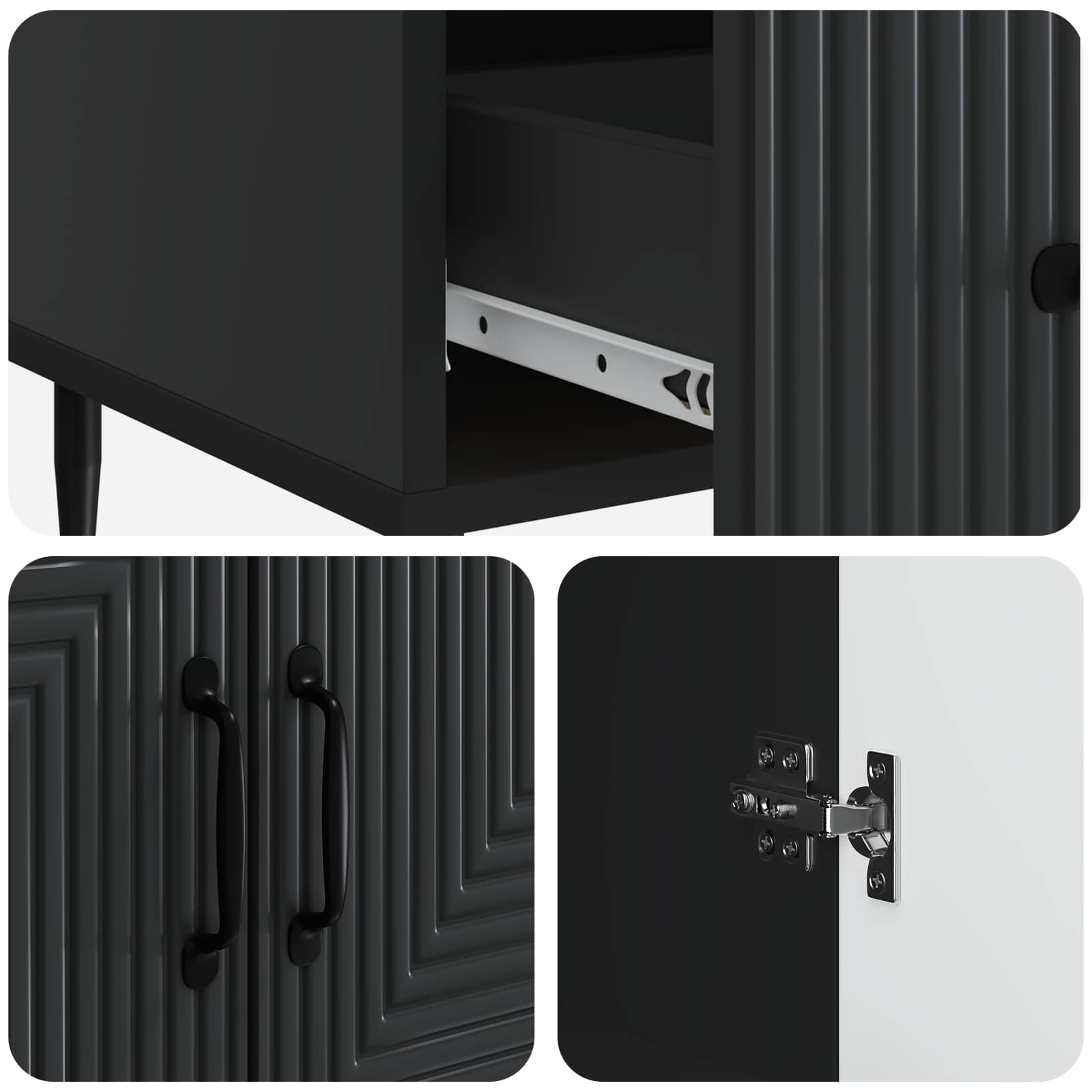 Sideboard Schwarz 66 x 34,5 x 95 cm Holzwerkstoff