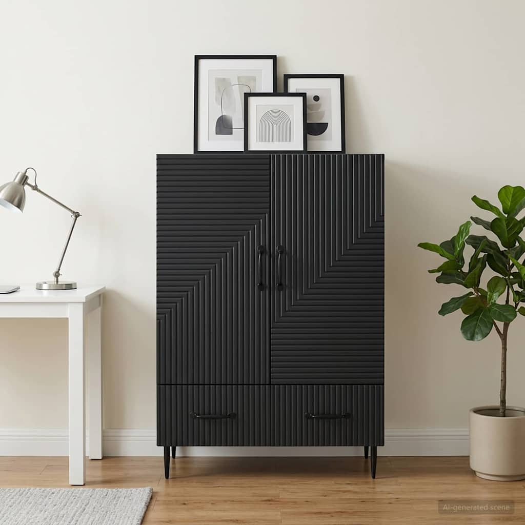 Sideboard Schwarz 66 x 34,5 x 95 cm Holzwerkstoff