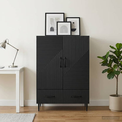 Sideboard Schwarz 66 x 34,5 x 95 cm Holzwerkstoff