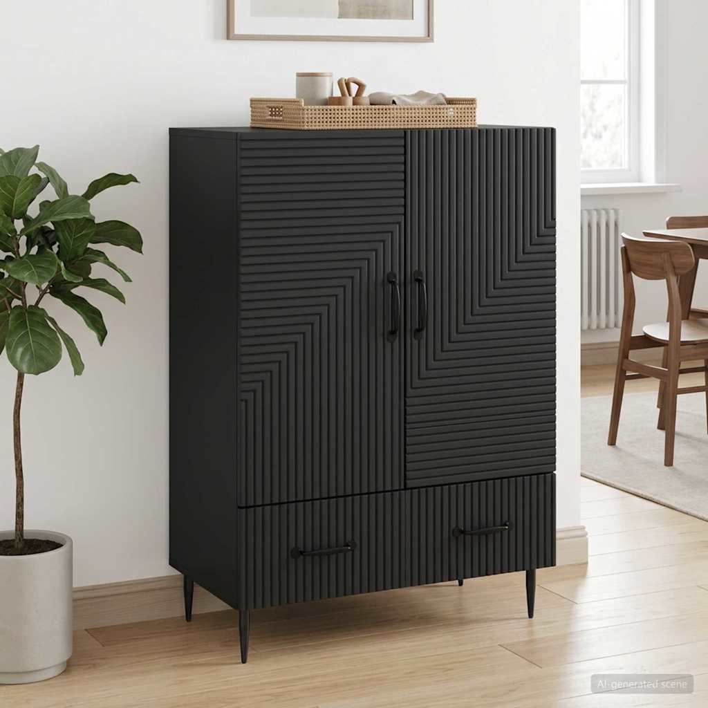 Sideboard Schwarz 66 x 34,5 x 95 cm Holzwerkstoff