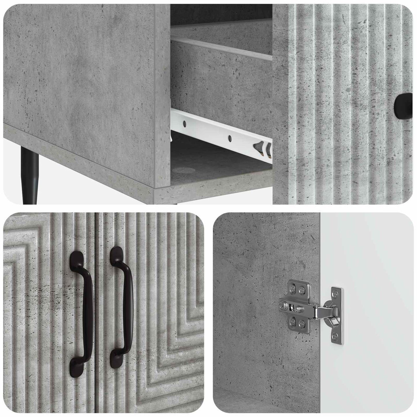 Sideboard Betongrau 66 x 34,5 x 95 cm Holzwerkstoff