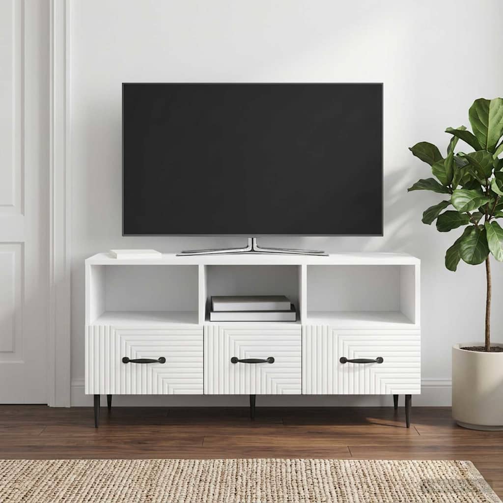 TV-Schränk Hochglanz Weiß 102 x 34,5 x 50 cm Holzwerkstoff