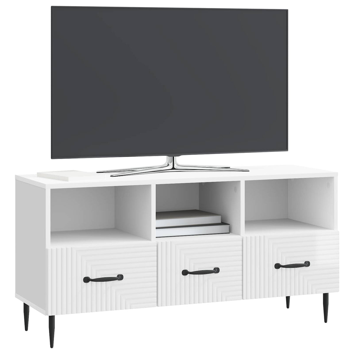 TV-Schränk Hochglanz Weiß 102 x 34,5 x 50 cm Holzwerkstoff
