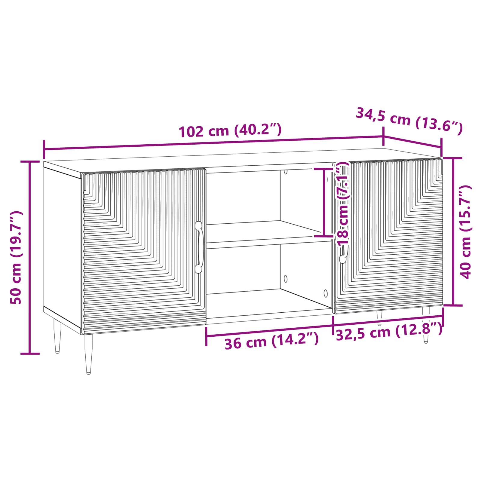TV-Schränk Schwarz 102 x 34,5 x 50 cm Holzwerkstoff