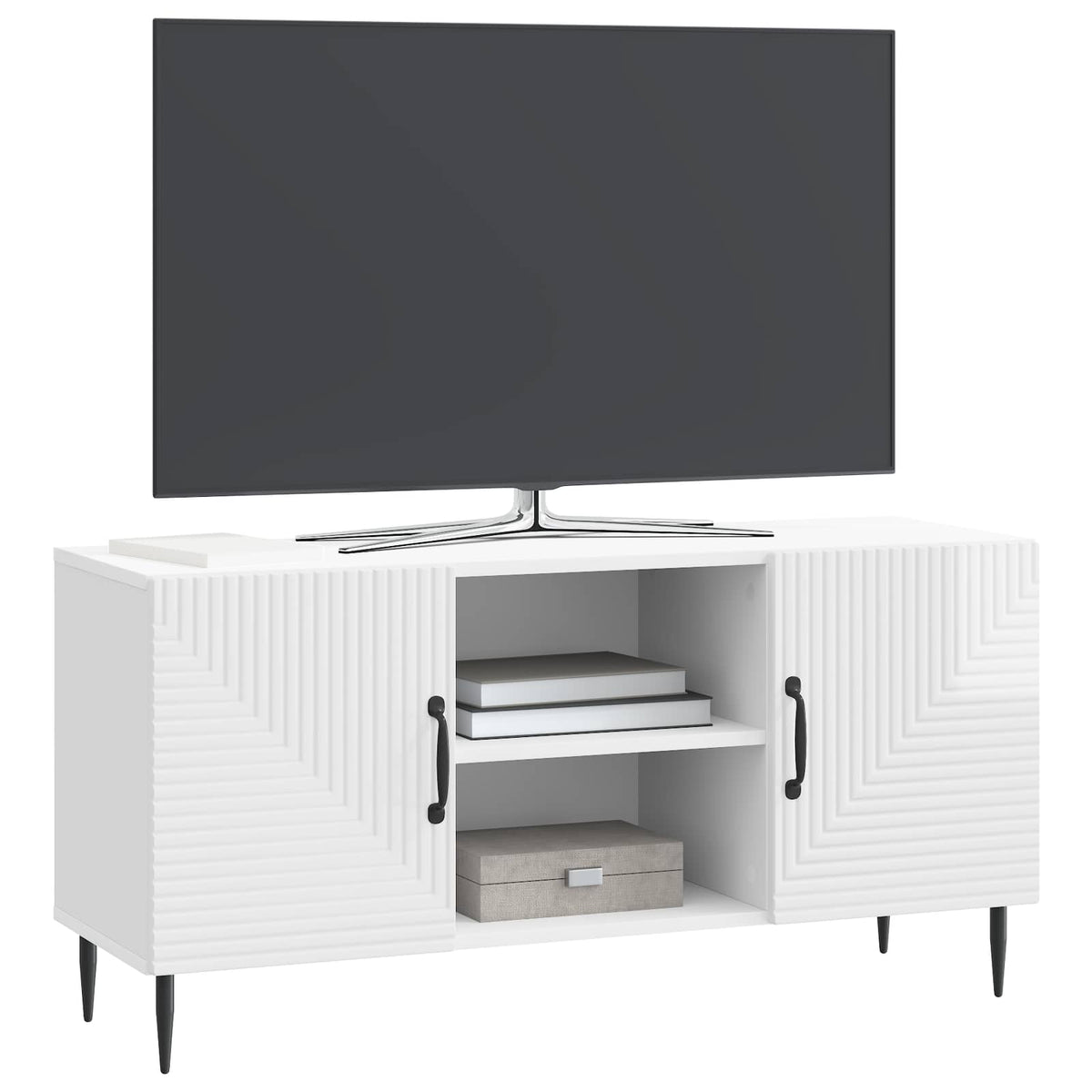 TV-Schränk Hochglanz Weiß 102 x 34,5 x 50 cm Holzwerkstoff