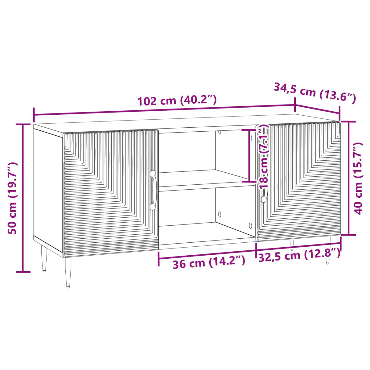 TV-Schränk 102 x 34,5 x 50 cm Artisan-Eiche Holzwerkstoff