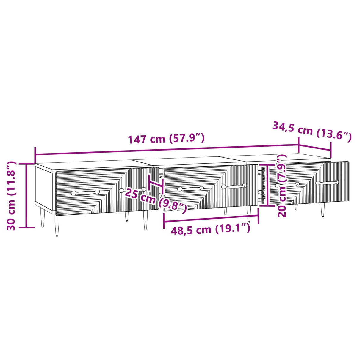 TV-Schränk Sonoma-Eiche 147 x 34,5 x 30 cm Holzwerkstoff